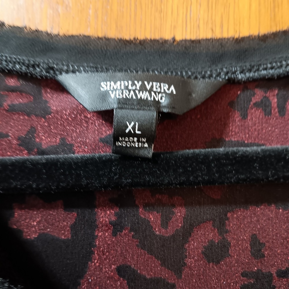 Simply Vera Vera Wang Velvet Burnout Floral Tunic Top XL‎ Long Sleeve - Picture 3 of 6
